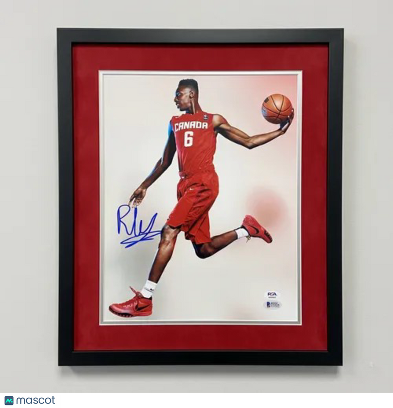 RJ Barrett Team Canada Signed Basketball 11x14 Photo Custom Framed PSA