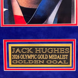 Jack Hughes Custom Framed Display Hockey Photo - Golden Goal