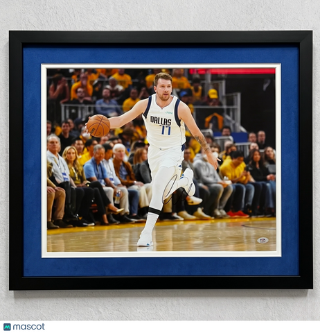 Luka Doncic Dallas Mavericks Signed Basketball 16x20 Custom Framed Photo PSA