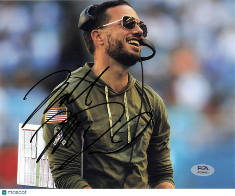 Mike McDaniel Signed Miami Dolphins Football 8x10 Photo PSA Autographed