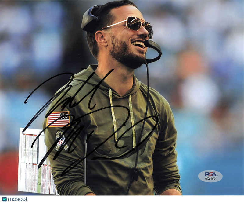 Mike McDaniel Signed Miami Dolphins Football 8x10 Photo PSA Autographed