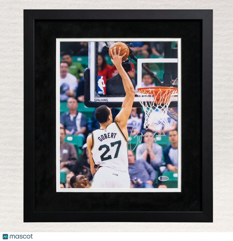 Rudy Gobert Utah Jazz Signed Basketball 11x14 Custom Framed Photo BAS