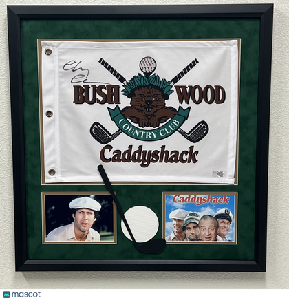 Chevy Chase Custom Framed Signed Golf Flag Tristar Auth Caddyshack