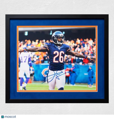 Tim Jennings Signed Chicago Bears Football 11x14 Custom Framed Photo PSA