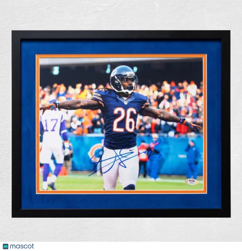 Tim Jennings Signed Chicago Bears Football 11x14 Custom Framed Photo PSA