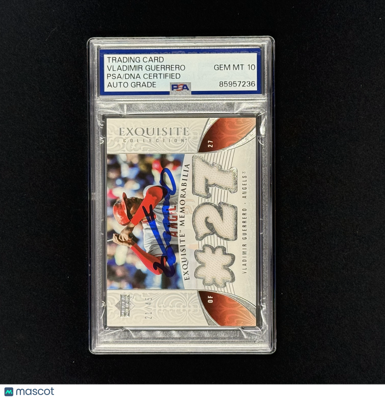 2006 UpperDeck Exquisite #EM-VG2 21/45 Vladimir Guerrero Signed Card Auto 10 PSA