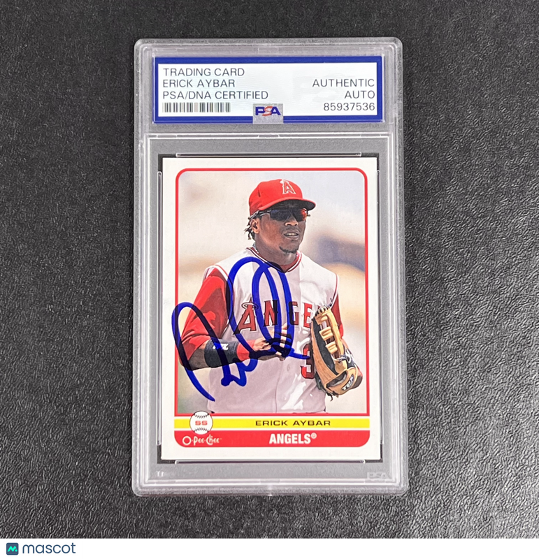 2009 Upper Deck O-Pee-Chee Baseball #304 Erick Aybar Signed Card Auto PSA Slabbe