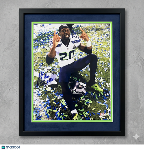 Jeremy Lane Signed Seattle Seahawks Football 11x14 Custom Framed Photo PSA