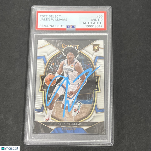 2022 Panini Select #90 Jalen Williams signed card PSA 9 Auto A Thunder