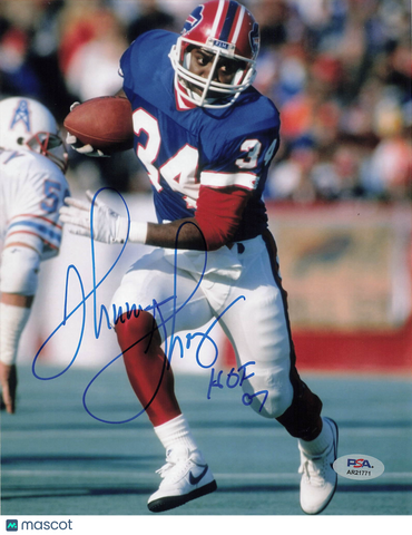 Thurman Thomas Signed Buffalo Bills Football 8x10 Photo PSA Autographed