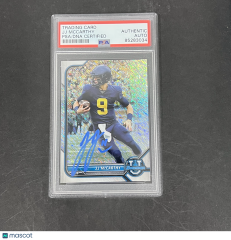 JJ McCarthy 2022 Topps Bowman University#79 Signed Card PSA Autographed