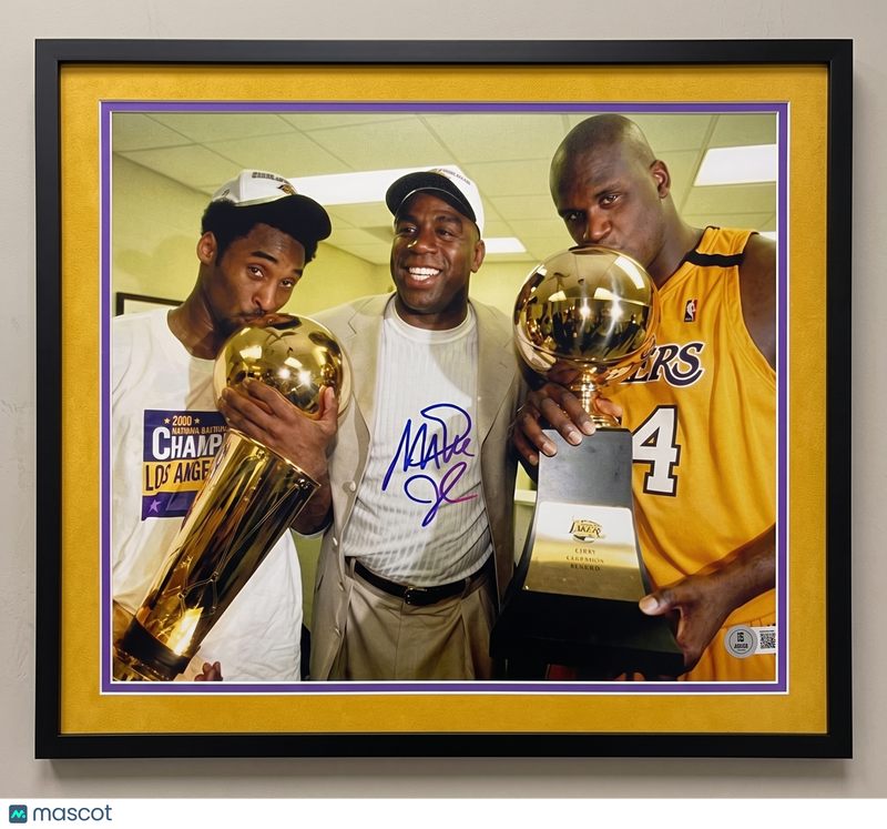 Magic Johnson Los Angeles Lakers Signed Basketball 11x14 Custom Framed Photo BAS