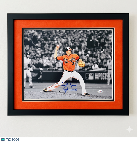 Brad Brach Baltimore Orioles Signed 11x14 Custom Framed Photo PSA