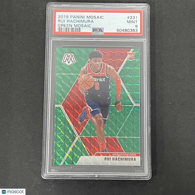 2019 Panini Mosaic Green#231 Rui Hachimura Signed Card PSA 9