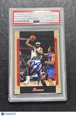 2004 Topps Bowman#90 Baron Davis  Signed Card Auto PSA Slabbed Hornets