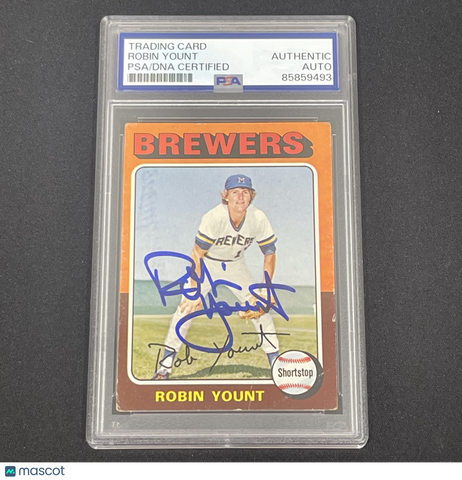 1975 Topps #223 Robin Yount Signed Rookie Card Auto PSA Slabbed Brewers