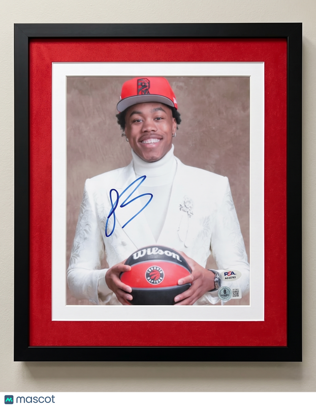 Scottie Barnes Toronto Raptors Signed Basketball 8x10 Custom Framed Photo PSA