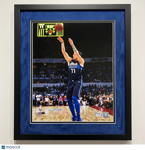 Luka Doncic Dallas Mavericks Signed Basketball 11x14 Custom Framed Photo PSA