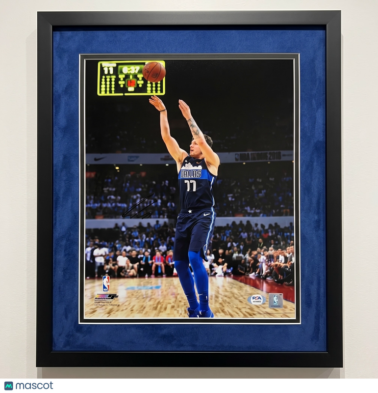 Luka Doncic Dallas Mavericks Signed Basketball 11x14 Custom Framed Photo PSA