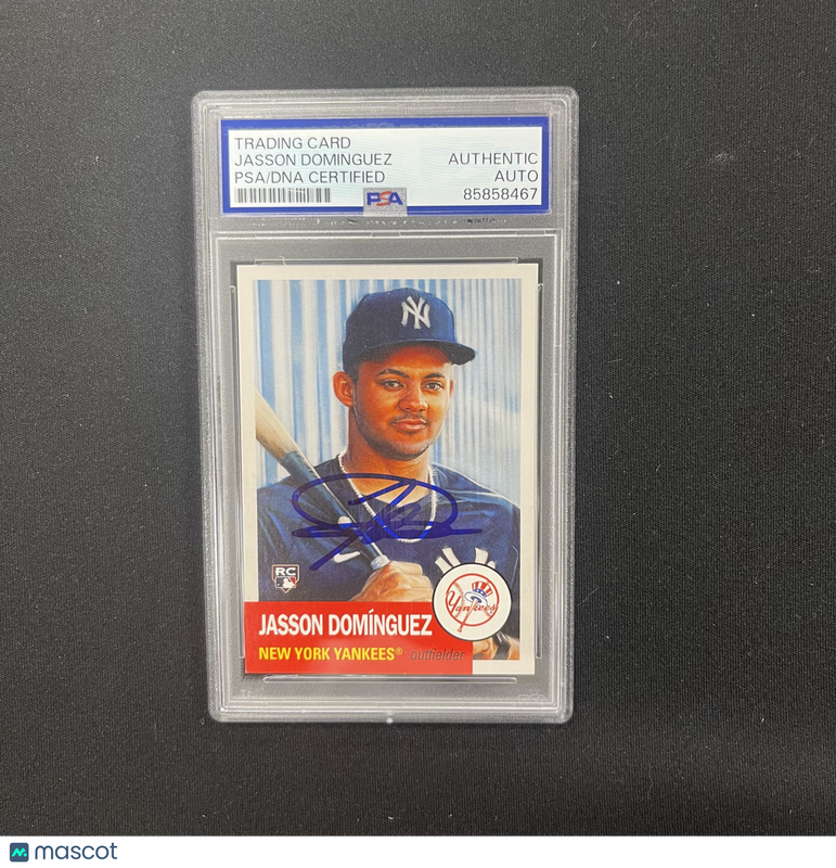 2024 Topps #758 Jasson Dominguez Signed Rookie Card Auto A PSA Slabbed Yankees
