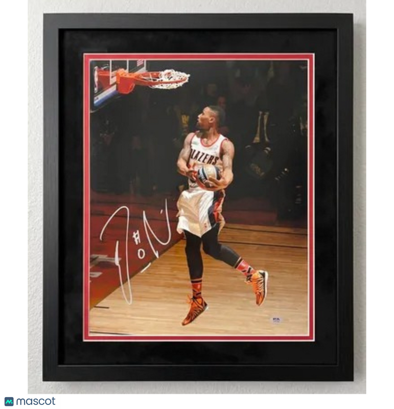 Damian Lillard Portland Trail Blazers Signed 16x20 Custom Framed Photo PSA