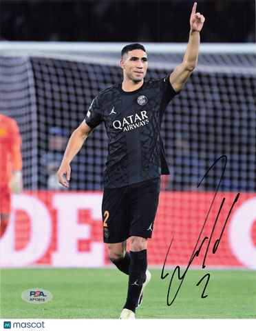 Achraf Hakimi Signed 8x10 Photo PSA PSG Soccer