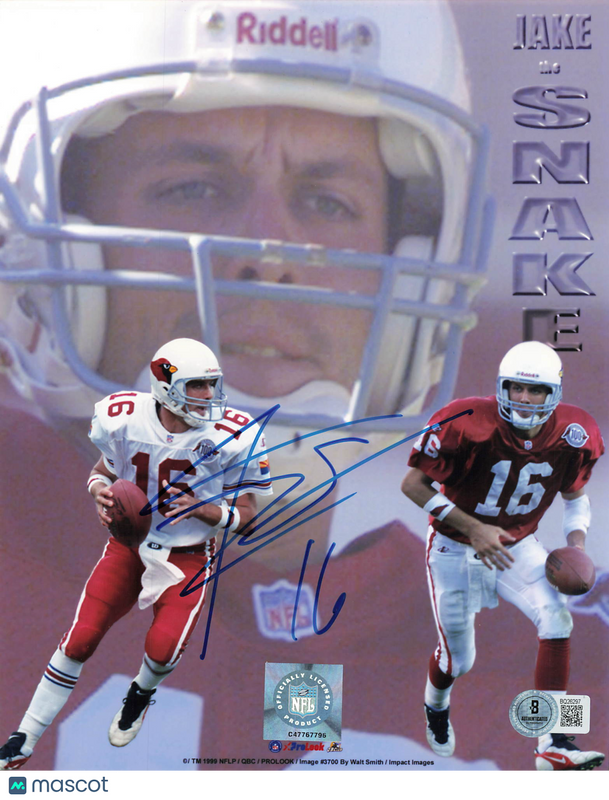 Jake Plummer Signed Arizona Cardinals Football 8x10 Photo BAS Autographed