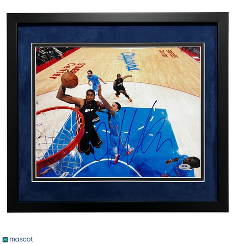 Hassan Whiteside Miami Heat Signed Basketball 11x14 Custom Framed Photo PSA