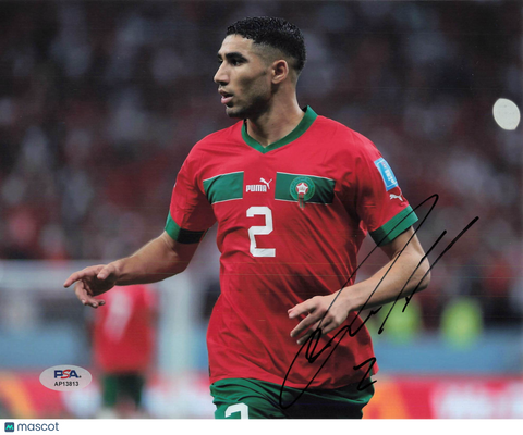 Achraf Hakimi Signed 8x10 Photo PSA PSG Soccer
