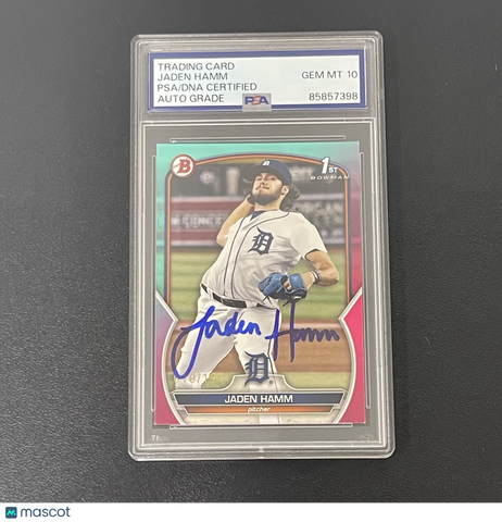 2023 Topps 1st Bowman#BD-154 Jaden Hamm Signed Card Auto 10 PSA Slabbed Tigers