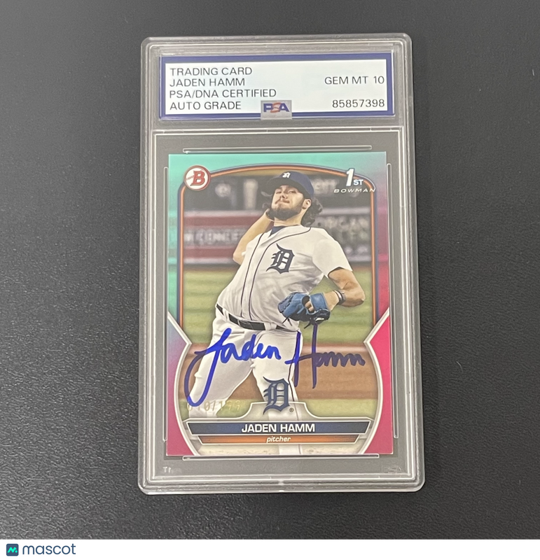 2023 Topps 1st Bowman#BD-154 Jaden Hamm Signed Card Auto 10 PSA Slabbed Tigers