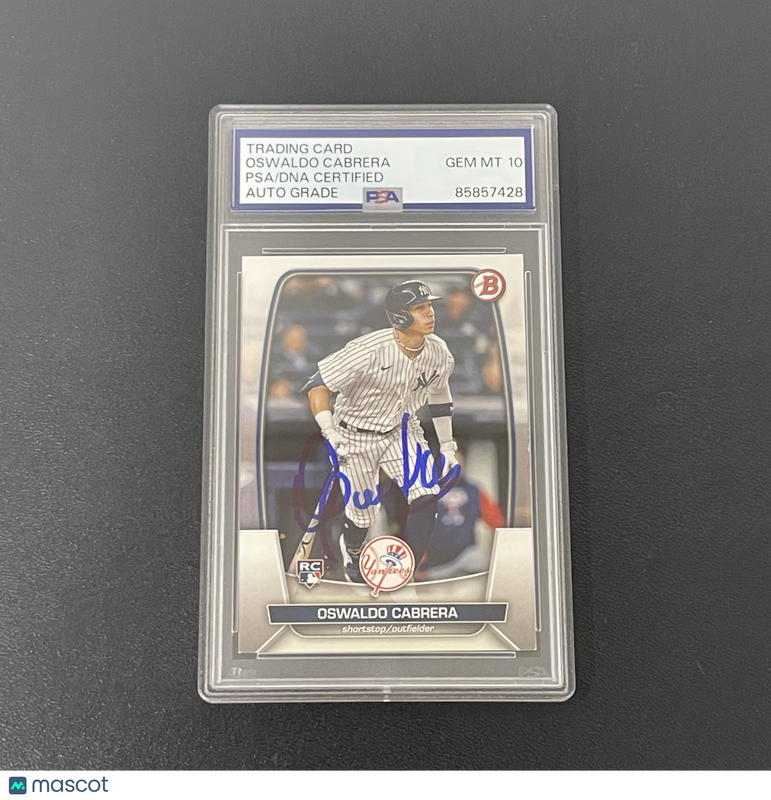 2023 Topps Bowman #32 Oswaldo Cabrera Signed Card Auto 10 PSA Slabbed NY Yankees