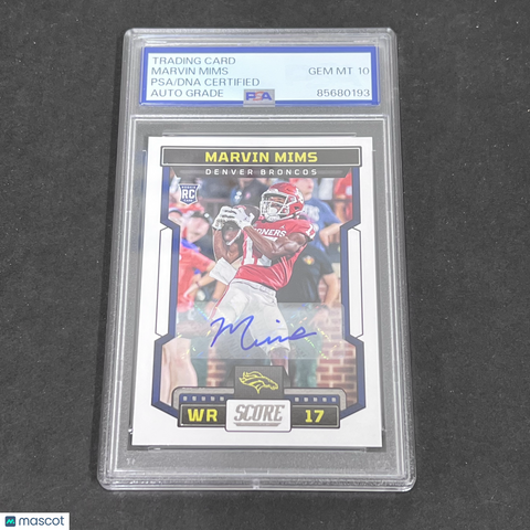 2023 Marvin Mims Panini Rookie Card#354 Signed Card PSA 10 Auto Auth Autographed