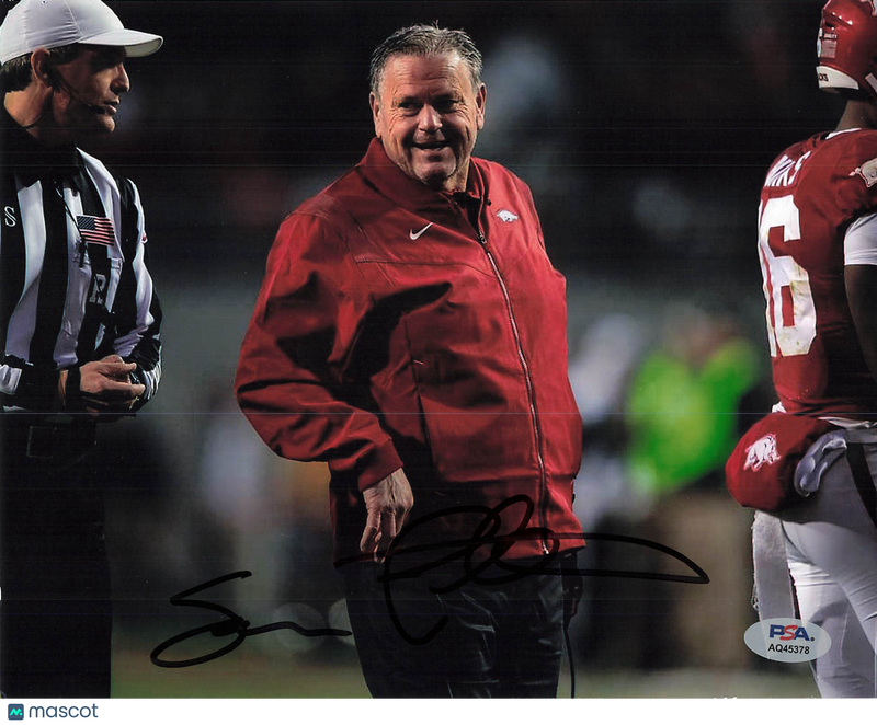 Sam Pittman Signed Arkansas Razorbacks Football 8x10 Photo PSA Autographed