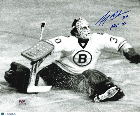 Gerry Cheevers Signed Hockey 8x10 Photo PSA Autographed