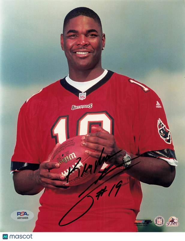 Keyshawn Johnson Signed Tampa Bay Buccaneers Football 8x10 Photo PSA Autographed