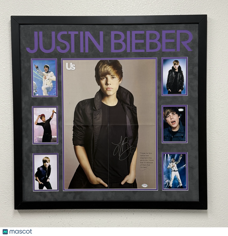Justin Bieber Signed Custom Framed Photo PSA Autographed