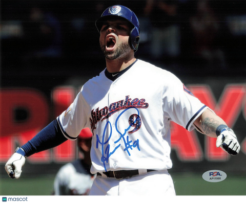 Manny Pina Milwaukee Brewers Signed 8x10 Photo PSA