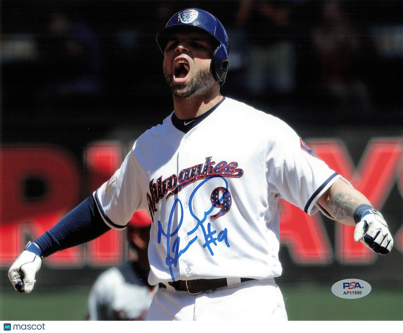 Manny Pina Milwaukee Brewers Signed 8x10 Photo PSA