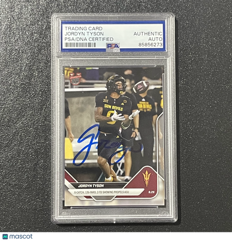 2025 Topps University Bowman Now #18 Jordyn Tyson Signed Card PSA Auto Slabbed Sun Devils