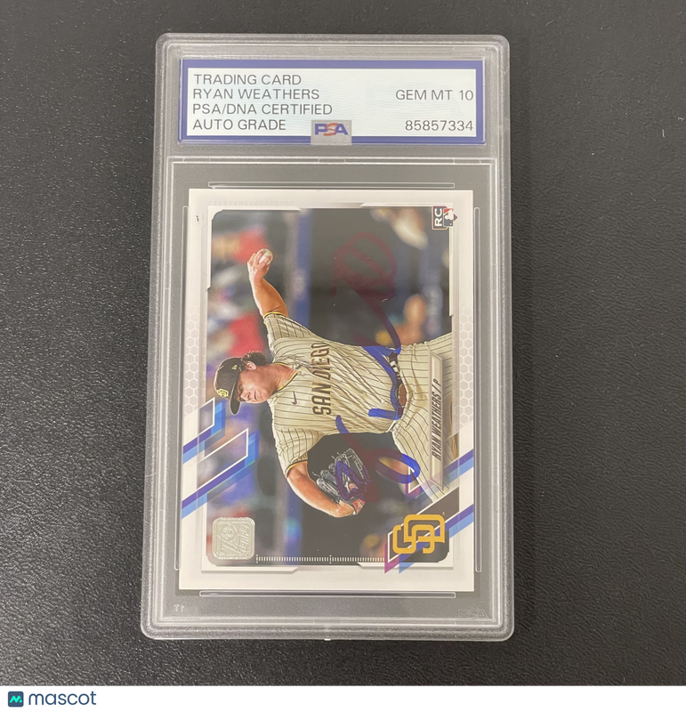 2020 Topps Rookie Card #335 Ryan Weathers Signed Card Auto 10 PSA Slabbed Padres