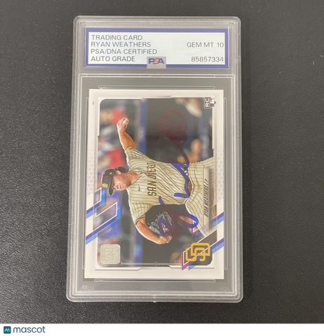2020 Topps Rookie Card #335 Ryan Weathers Signed Card Auto 10 PSA Slabbed Padres