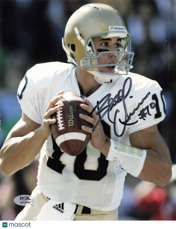 Brady Quinn Signed Notre Dame Fighting Irish Football 8x10 Photo PSA Autographed