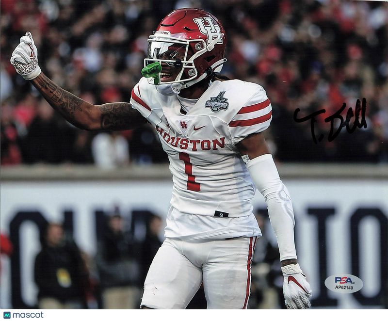 Tank Dell Signed Houston Cougars Football 8x10 Photo PSA Autographed
