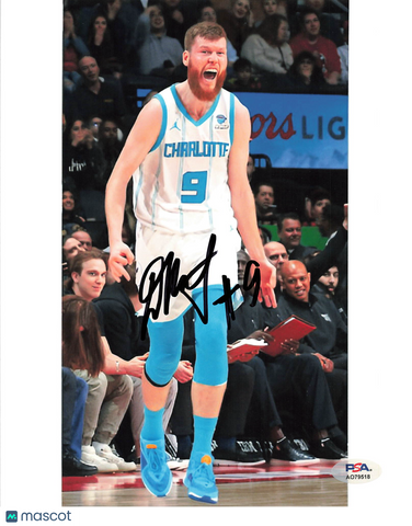 Davis Bertans Charlotte Hornets Signed Basketball 8x10 Photo PSA