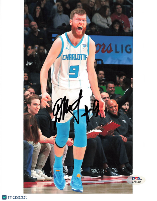 Davis Bertans Charlotte Hornets Signed Basketball 8x10 Photo PSA