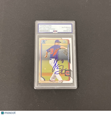 2015 Topps 1st Bowman Chrome#BCP159 Justin Steele Signed Card PSA Chicago Cubs