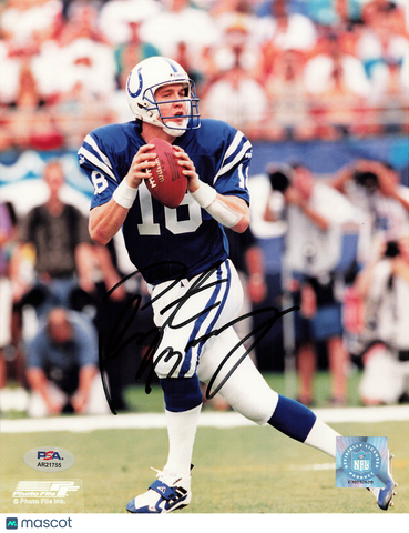 Peyton Manning Signed Indianapolis Colts Football 8x10 Photo PSA Autographed