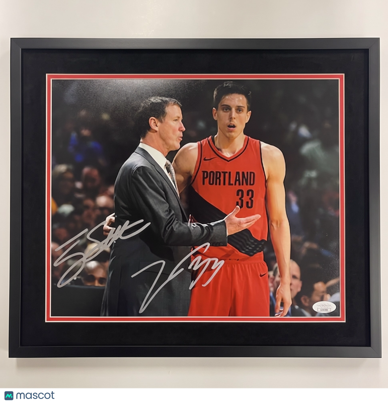 Terry Stotts and Zach Collins Portland Signed 11x14 Custom Framed Photo BAS