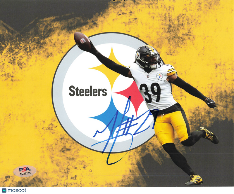 Minkah Fitzpatrick Signed Pittsburgh Steelers Football 8x10 Photo PSA Auth